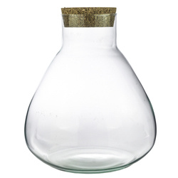 Szklany wazon W-378+korek H:24cm D:23cm