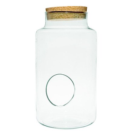 Szklany wazon słój W-395E+boczny otwór+korek H:30cm D:19cm 