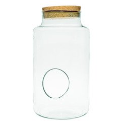 Szklany wazon słój W-395D+boczny otwór+korek H:35cm D:19cm 