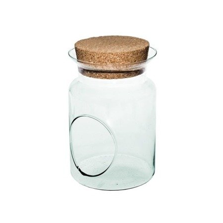 Szklany wazon Słój W-332N+boczny otwór+korek H:20cm D:14cm